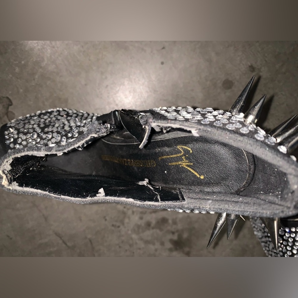 Giuseppe Zanotti Black Spike & Rhinestone Women's High Heels Wedge - Picture 4 of 4